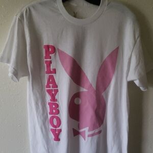 PLAYBOY White Tee with Pink Logo